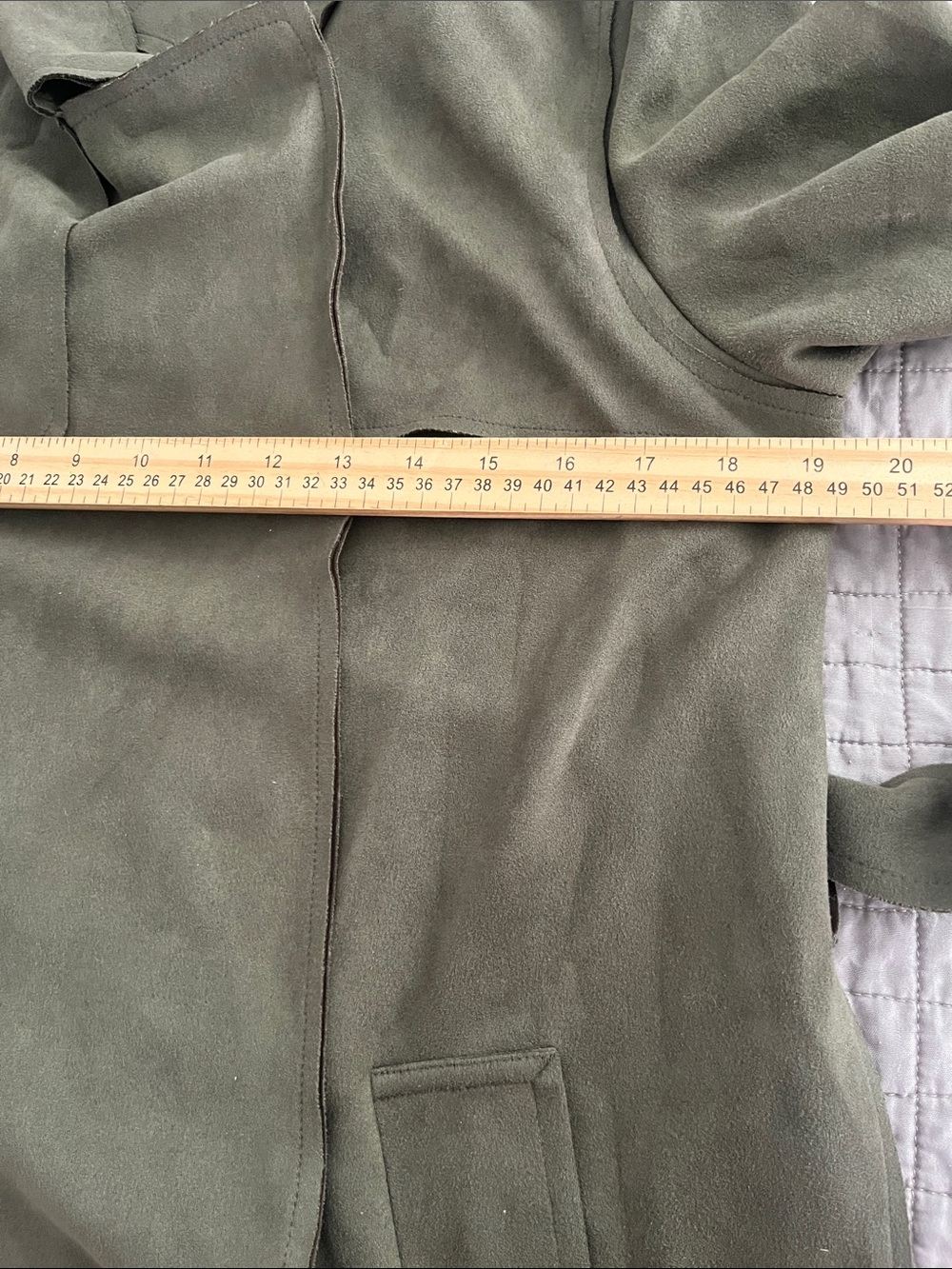 Anthropologie  Olive Green Suede Trench Coat with Belt - Picture 16 of 16